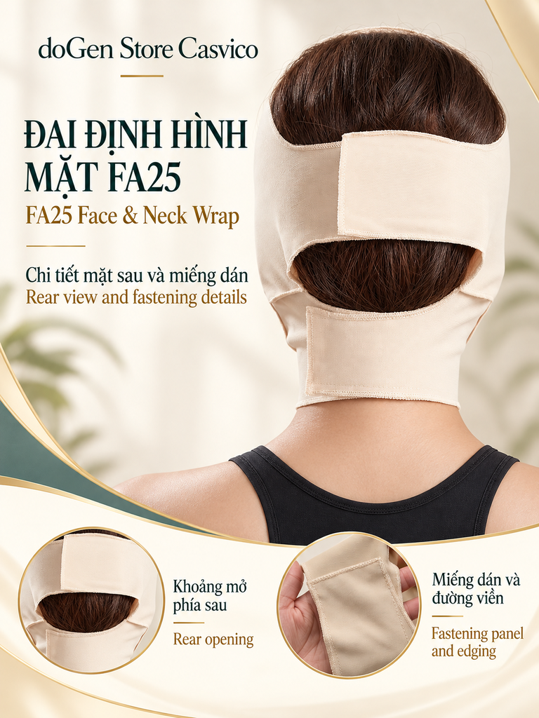 Poster mặt sau FA25 màu da với khoảng mở sau đầu và hai vùng dán