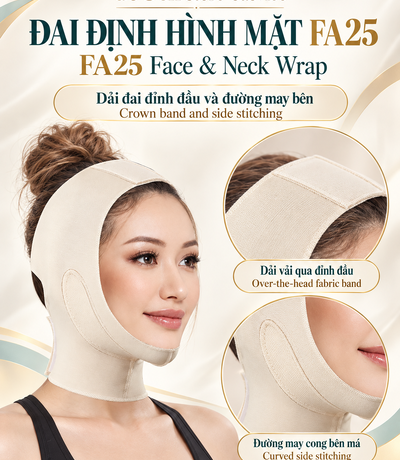 Poster FA25 màu da với cận cảnh dải đỉnh đầu và đường may cong bên mặt