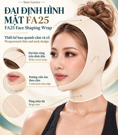 Poster FA25 màu da với chú thích dải đỉnh đầu, viền cằm và bề mặt vải