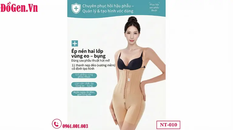 Áo gen thẩm mỹ compression garment sau cosmetic liposuction surgery vùng bụng đùi mông.