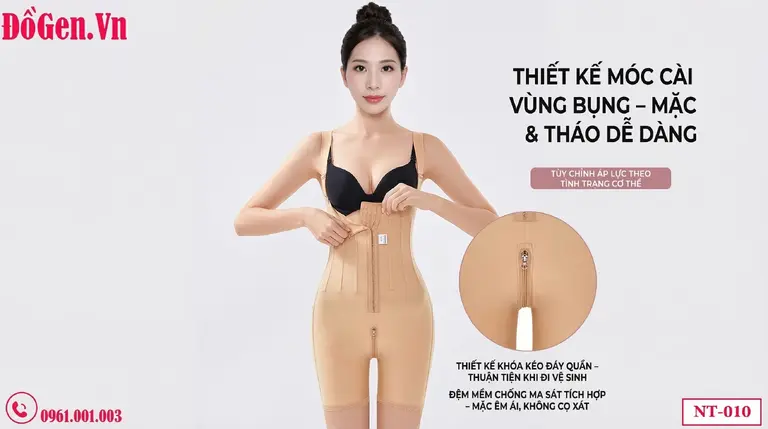Áo gen body shaper sau hút mỡ bụng và đùi giúp giữ form body tự nhiên.