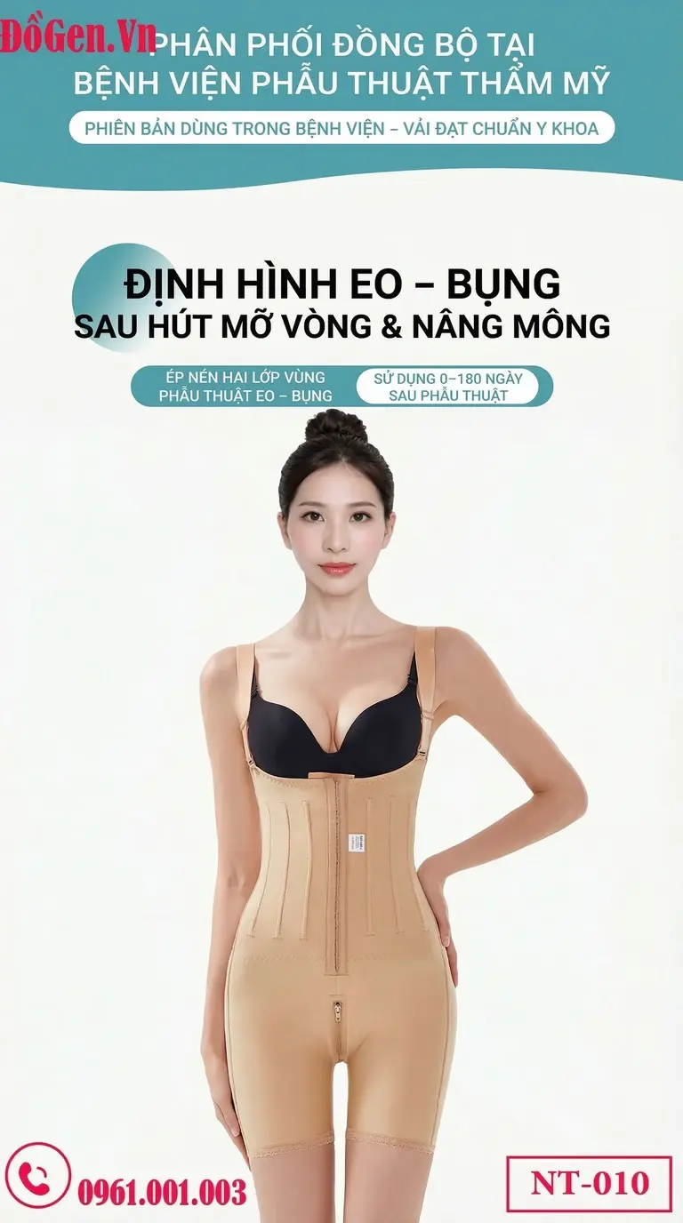 Áo gen định hình body compression garment sau liposuction surgery vùng bụng và đùi.