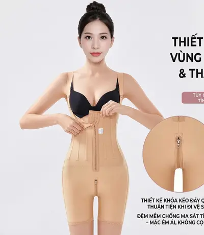 Áo gen body shaper sau hút mỡ bụng và đùi giúp giữ form body tự nhiên.