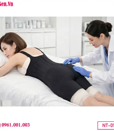 Áo gen hậu phẫu liposuction recovery compression garment hỗ trợ healing.