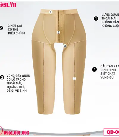 Quần Gen Y Tế Sau Hút Mỡ Đùi Mông Giai Đoạn 1 - Giảm Sưng, Giữ Form | QĐ-005