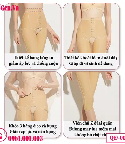 Quần Gen Định Hình Sau Hút Mỡ Đùi Hông Eo QĐ-006 – Gen Nén Mạnh Giai Đoạn 1, Giảm Sưng Nhanh