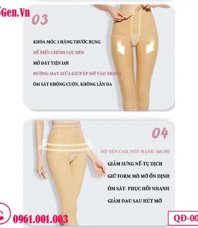 Quần Gen Định Hình Sau Hút Mỡ Đùi Hông Eo QĐ-006 – Gen Nén Mạnh Giai Đoạn 1, Giảm Sưng Nhanh