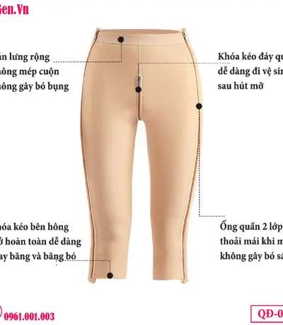 Quần Gen Y Tế Định Hình Sau Hút Mỡ Giai Đoạn 1 Chuẩn Y Khoa QĐ-008 | Có Khóa Kéo & Khóa Zip Đáy | Đồ Gen VN