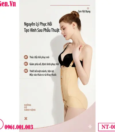 Gen định hình nịt eo bụng sau hút mỡ cao cấp NT-009 - Giữ form, giảm sưng nhanh