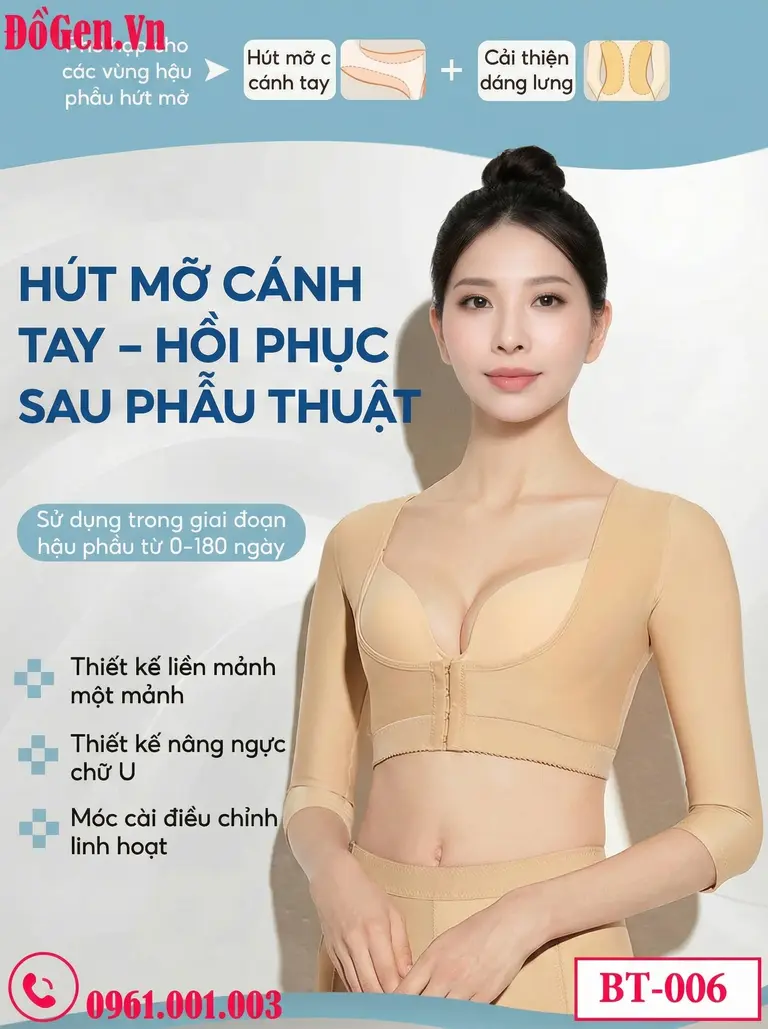 gen nịt tay dài liền mạch sau hút mỡ