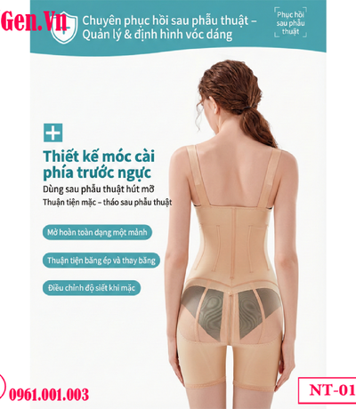 Gen định hình sau hút mỡ toàn thân móc cài trước NT-010 | Gen Chuẩn Y khoa