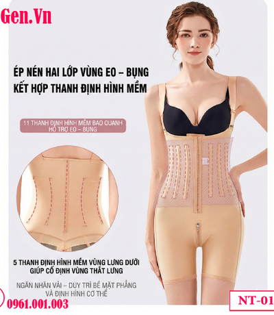 Gen định hình sau hút mỡ toàn thân móc cài trước NT-010 | Gen Chuẩn Y khoa
