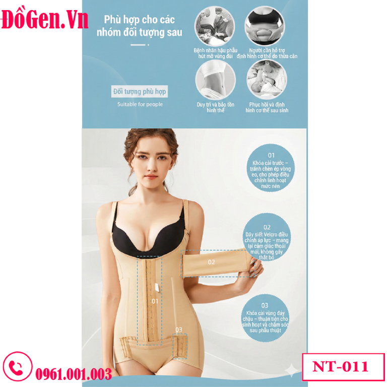 Gen Nịt Bụng Toàn Thân Sau Hút Mỡ NT-011: Siết Eo, Nâng Mông, Định Hình Vóc Dáng | DoGen.Vn