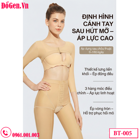 Áo Gen Định Hình Bắp Tay Thân Trên BT-005 – Hỗ Trợ Giữ Form Sau Phẫu Thuật, Ôm Gọn Ngực & Lưng