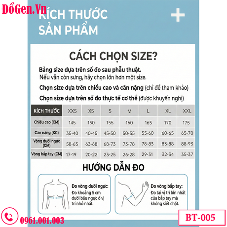 Áo Gen Định Hình Bắp Tay Thân Trên BT-005 – Hỗ Trợ Giữ Form Sau Phẫu Thuật, Ôm Gọn Ngực & Lưng