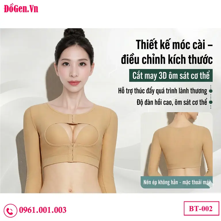 Áo định hình bắp tay và lưng nách chất liệu thun co giãn thoáng khí không gây hầm bí.