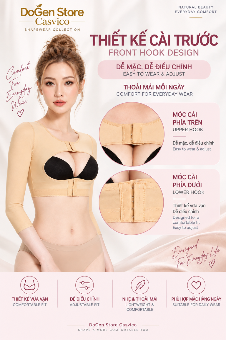Áo gen PL21 Casvico với móc cài phía trên và phía dưới