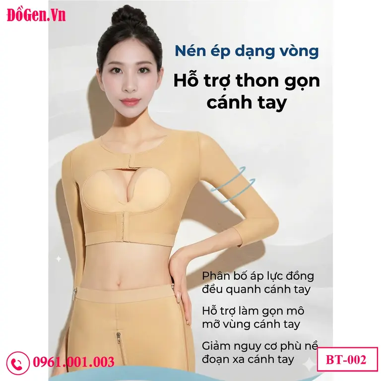 Áo ép bắp tay cắt may 3D không chèn nách tạo cảm giác thoải mái tối đa khi vận động.