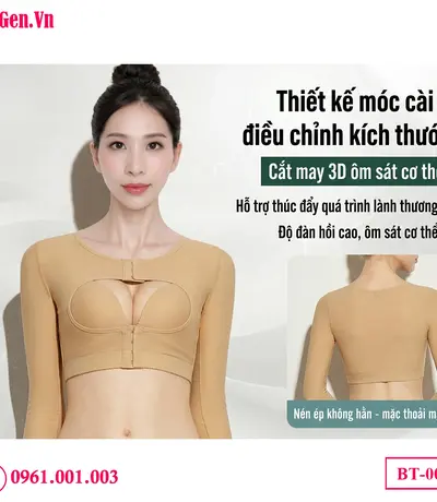 Áo định hình bắp tay và lưng nách chất liệu thun co giãn thoáng khí không gây hầm bí.