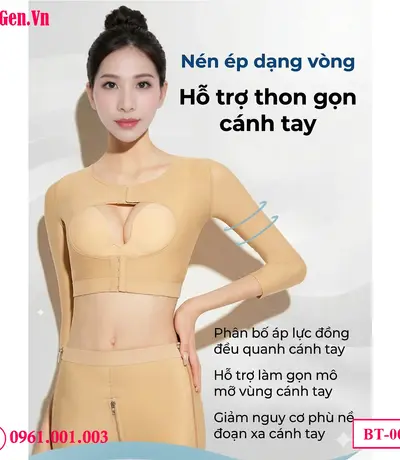 Áo ép bắp tay cắt may 3D không chèn nách tạo cảm giác thoải mái tối đa khi vận động.