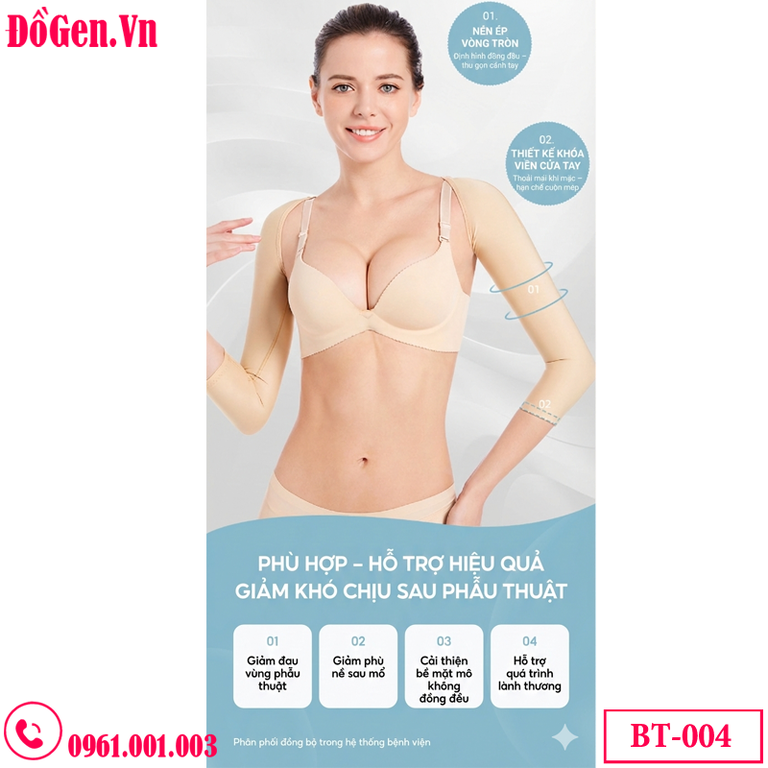Áo Gen Định Hình Bắp Tay Áo nâng ngực tự nhiên mặc cùng gen tay