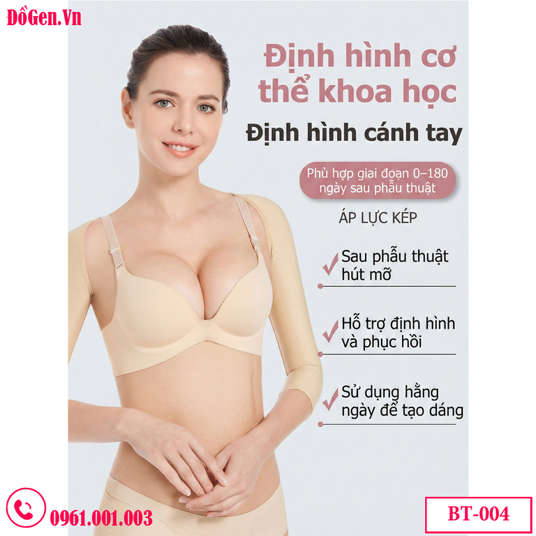 Áo Gen Định Hình Bắp Tay Chuẩn Y Khoa BT 004: Hỗ Trợ Sau Hút Mỡ & Chỉnh Dáng Cột Sống