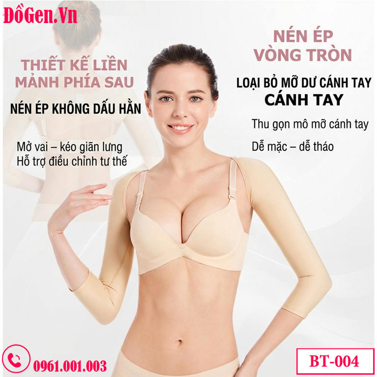 Áo Gen Định Hình Bắp Tay Chuẩn Y Khoa BT 004: Hỗ Trợ Sau Hút Mỡ & Chỉnh Dáng Cột Sống