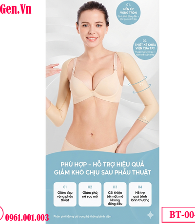 Áo Gen Định Hình Bắp Tay Áo nâng ngực tự nhiên mặc cùng gen tay
