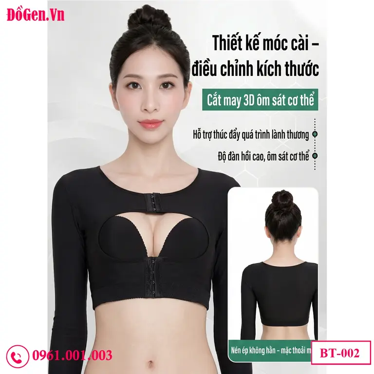 Áo định hình tay sau hút mỡ ôm sát giúp giảm sưng bầm và gom dáng nhanh chóng.