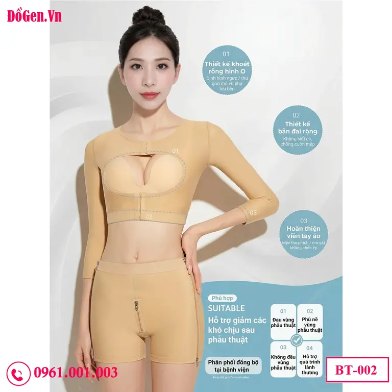 Áo gen bắp tay khoét ngực kết hợp viền ren mềm mại nâng đỡ bầu ngực hiệu quả.