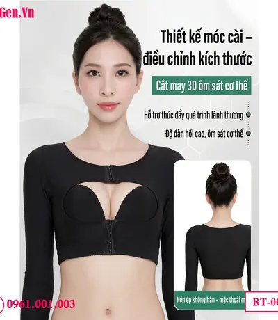 Áo định hình tay sau hút mỡ ôm sát giúp giảm sưng bầm và gom dáng nhanh chóng.