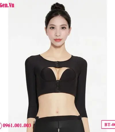 Gen ép bắp tay lửng thiết kế móc cài trước ngực giúp siết chặt eo và lưng chéo.