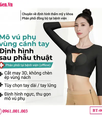 Áo gen thu gọn bắp tay có đai chéo lưng hỗ trợ chống gù và cải thiện tư thế.