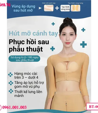 Áo định hình y khoa vùng tay với đường may giấu viền tinh tế không hằn ngứa da.