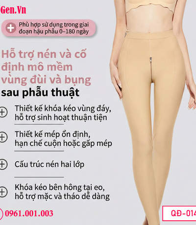 Quần gen sau hút mỡ đùi có khóa tiện lợi QD014