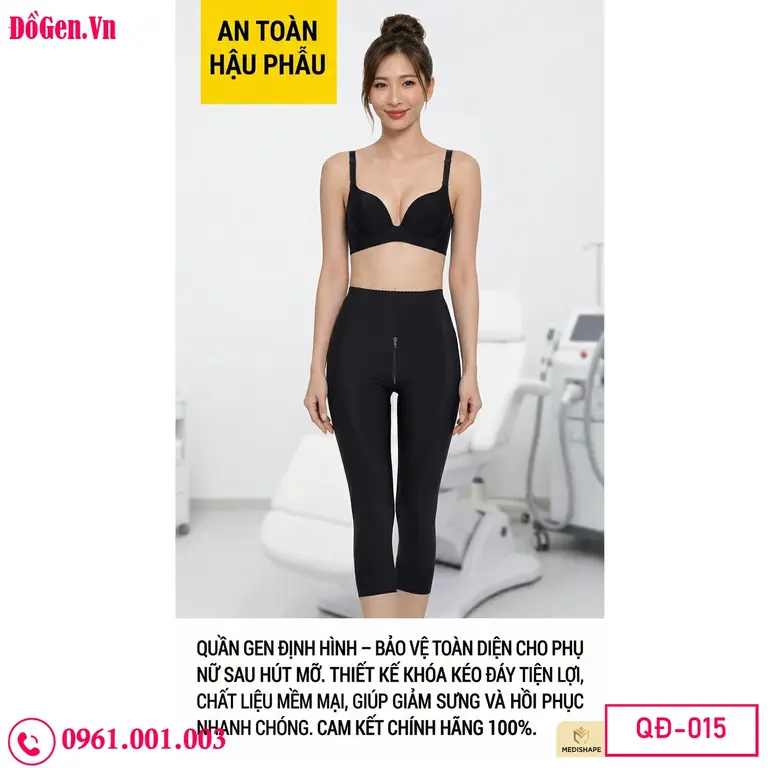 Quần gen sau hút mỡ cao cấp khóa kéo trước giúp ép mỡ đều và hạn chế lồi lõm da