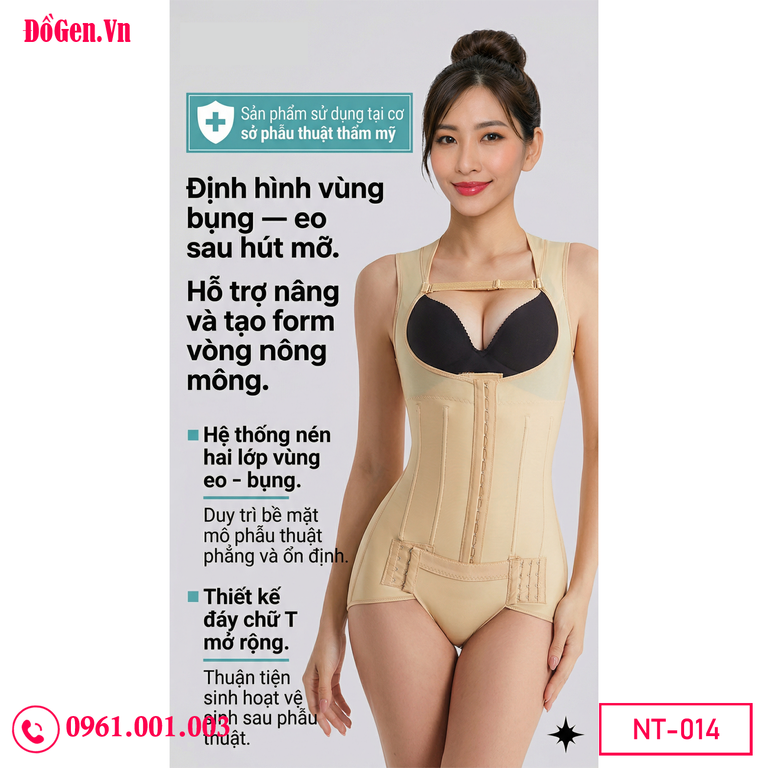 Áo gen hậu phẫu sau hút mỡ thiết kế mở trước dễ mặc sau phẫu thuật