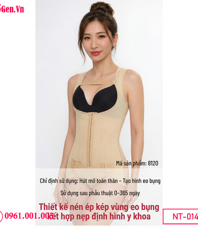 Áo gen hậu phẫu sau hút mỡ với lực nén chuẩn giúp da bám sát mô cơ