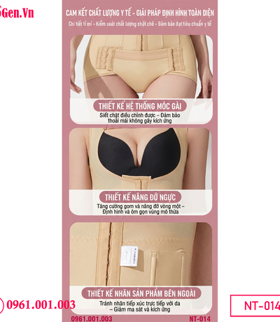 Áo gen hậu phẫu sau hút mỡ màu nude giúp mặc kín đáo dưới quần áo