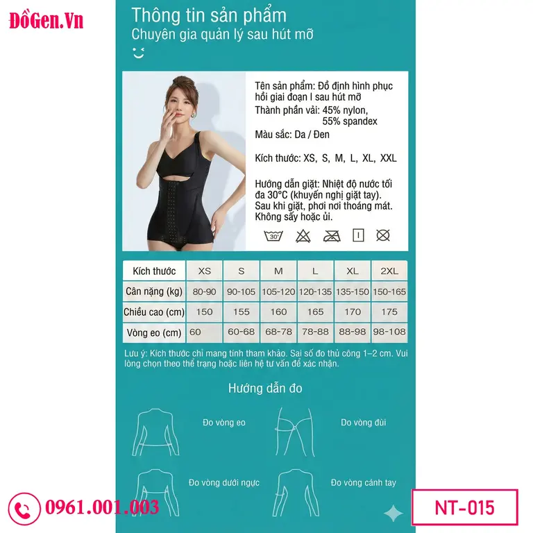 bảng size kích thước Áo Gen Nịt Bụng 9 Thanh Nẹp Thép Định Hình NT 015– Cố Định Eo Bụng & Hỗ Trợ Sau Phẫu Thuật