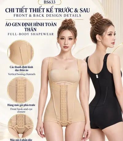 Poster BS633 với mặt trước màu da, mặt sau màu đen và ảnh cận móc gài, đường bọc thanh định hình