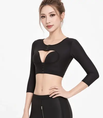 Áo Gen Định Hình Bắp Tay Và Thân Trên Màu Đen