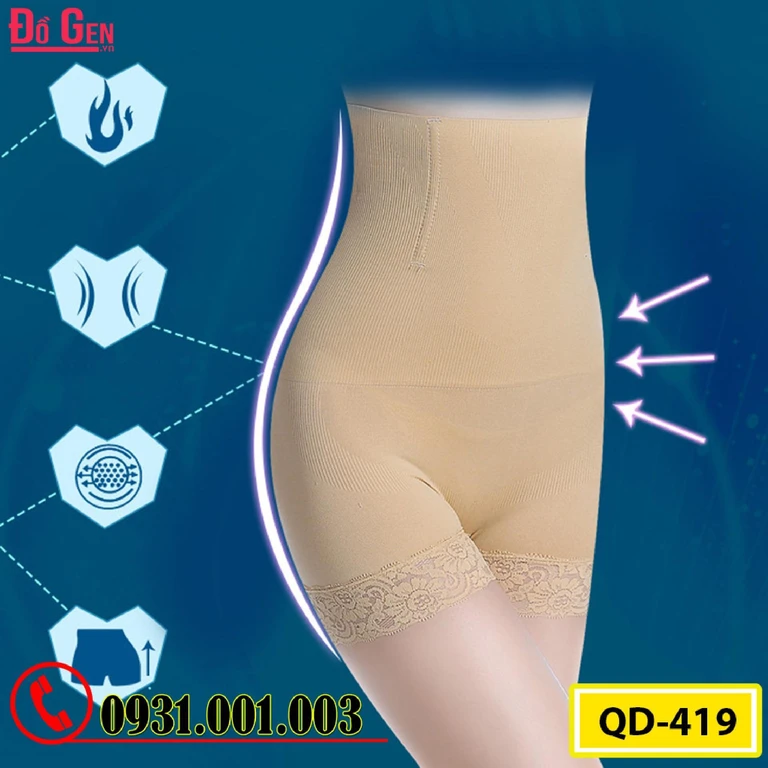 Quần Lót Gen Định Hình Chống Cuộn Giảm Kích Thước Vòng Eo (Cod: QD-419)