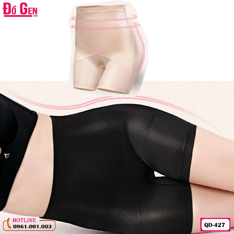 Quần Gen Nịt Bụng Dưới Có Đùi Chống Cuộn Cao Cấp Màu Đen QĐ-427